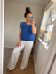 Circle Bubble Hem Top - Cobalt