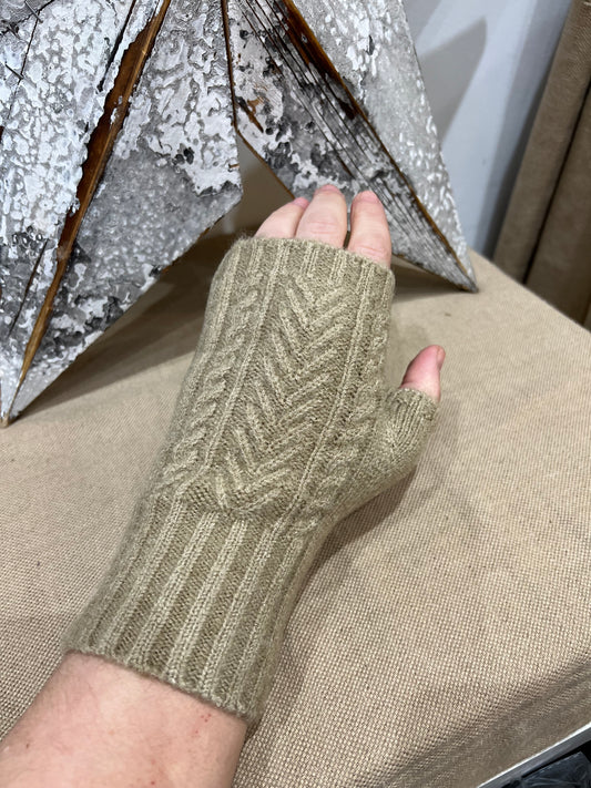 Cashmere Blend Fingerless Gloves - Oatmeal