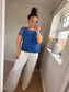 Circle Bubble Hem Top - Cobalt