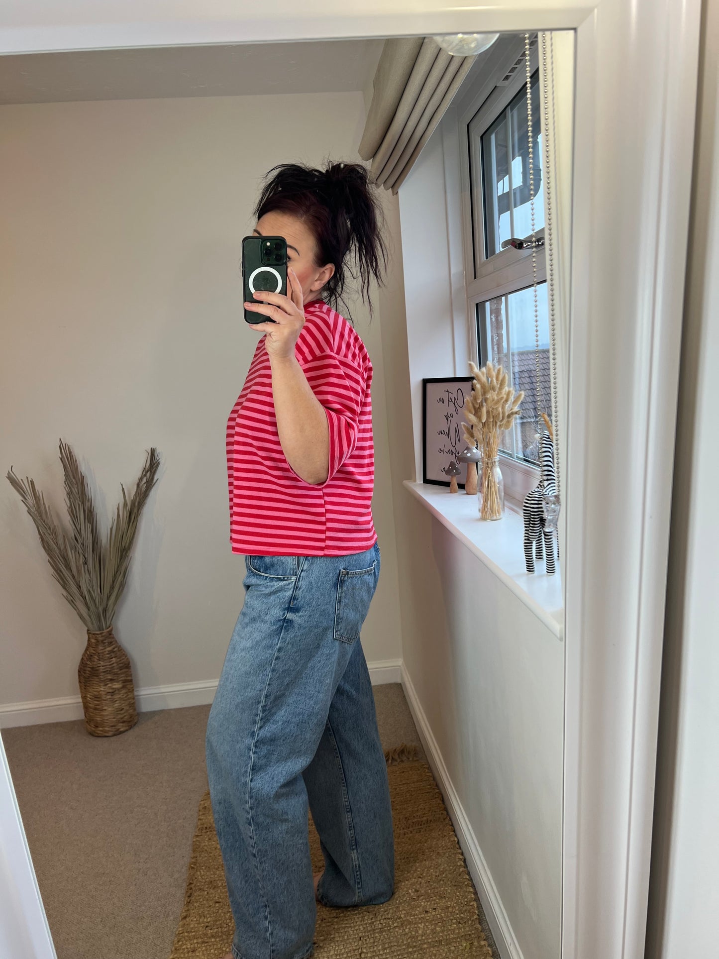 Stripe Jersey Top - Pink/Red