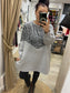 Oversized Sequin Sweatshirt with Pockets - Grey