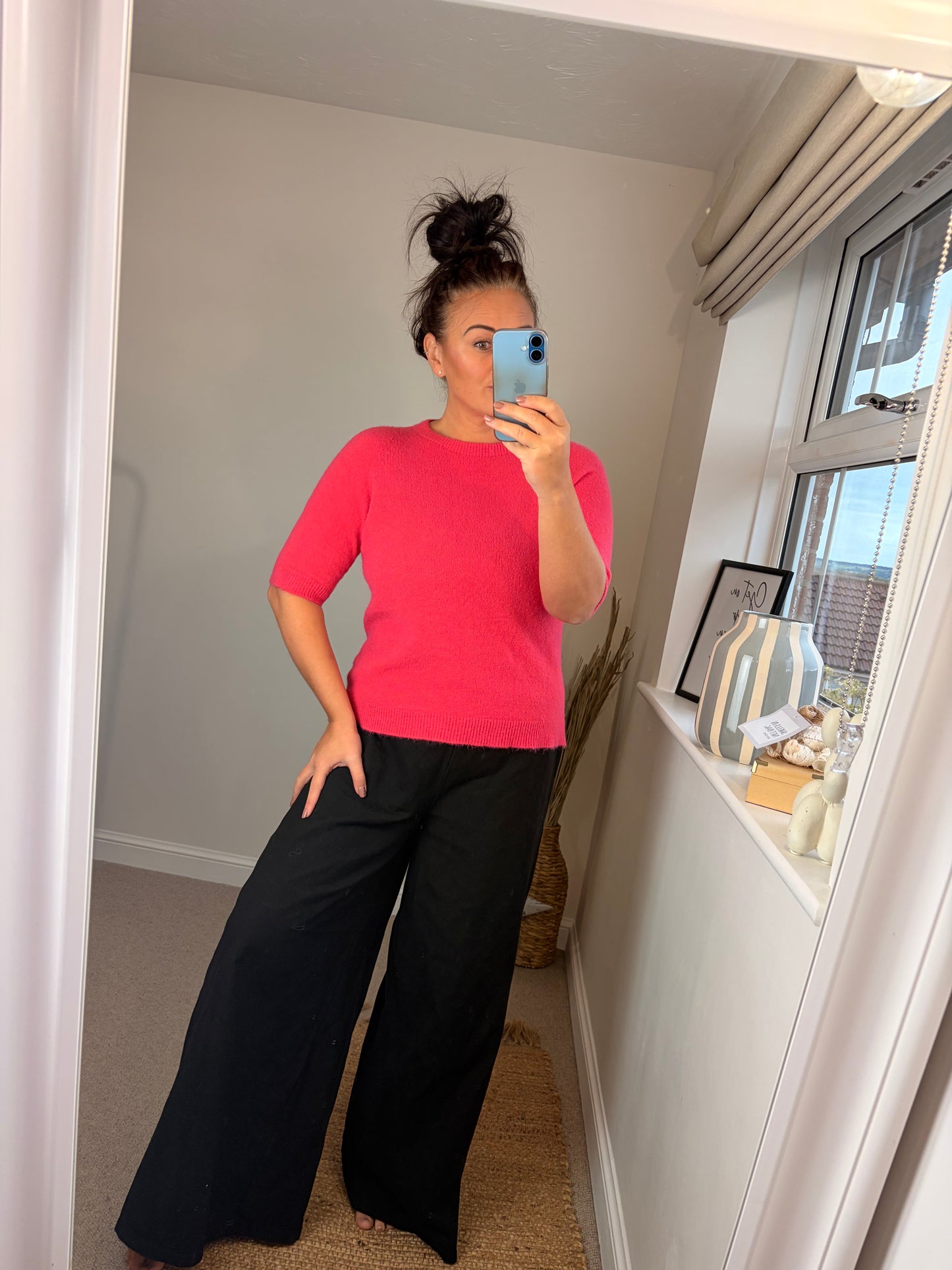 Crop Sleeve Jumper - Pink