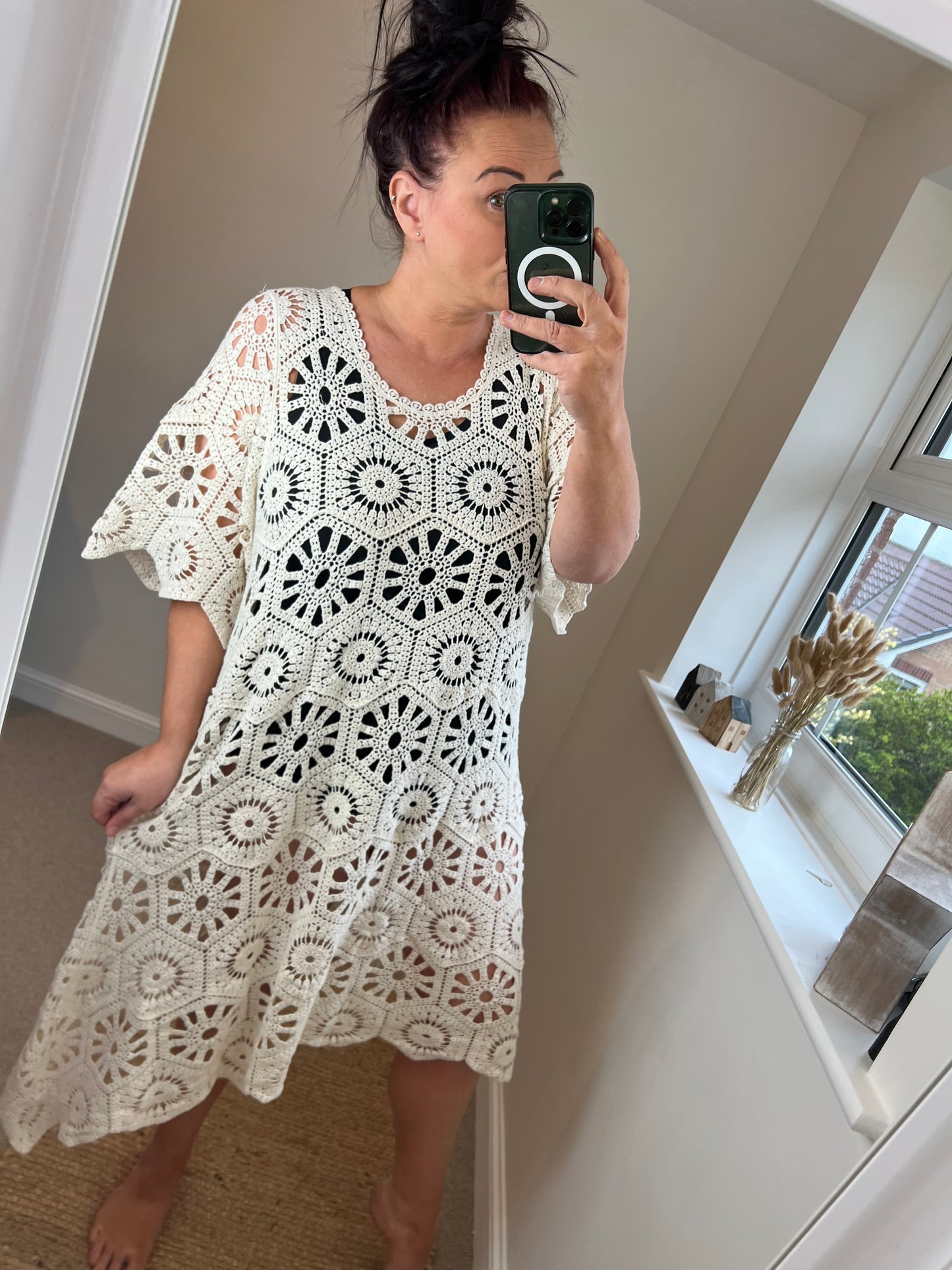 Crochet Beach Dress - Beige