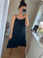 Crinkle Cotton Sun Dress - Black