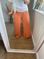 Wide Leg Linen Trousers - Orange