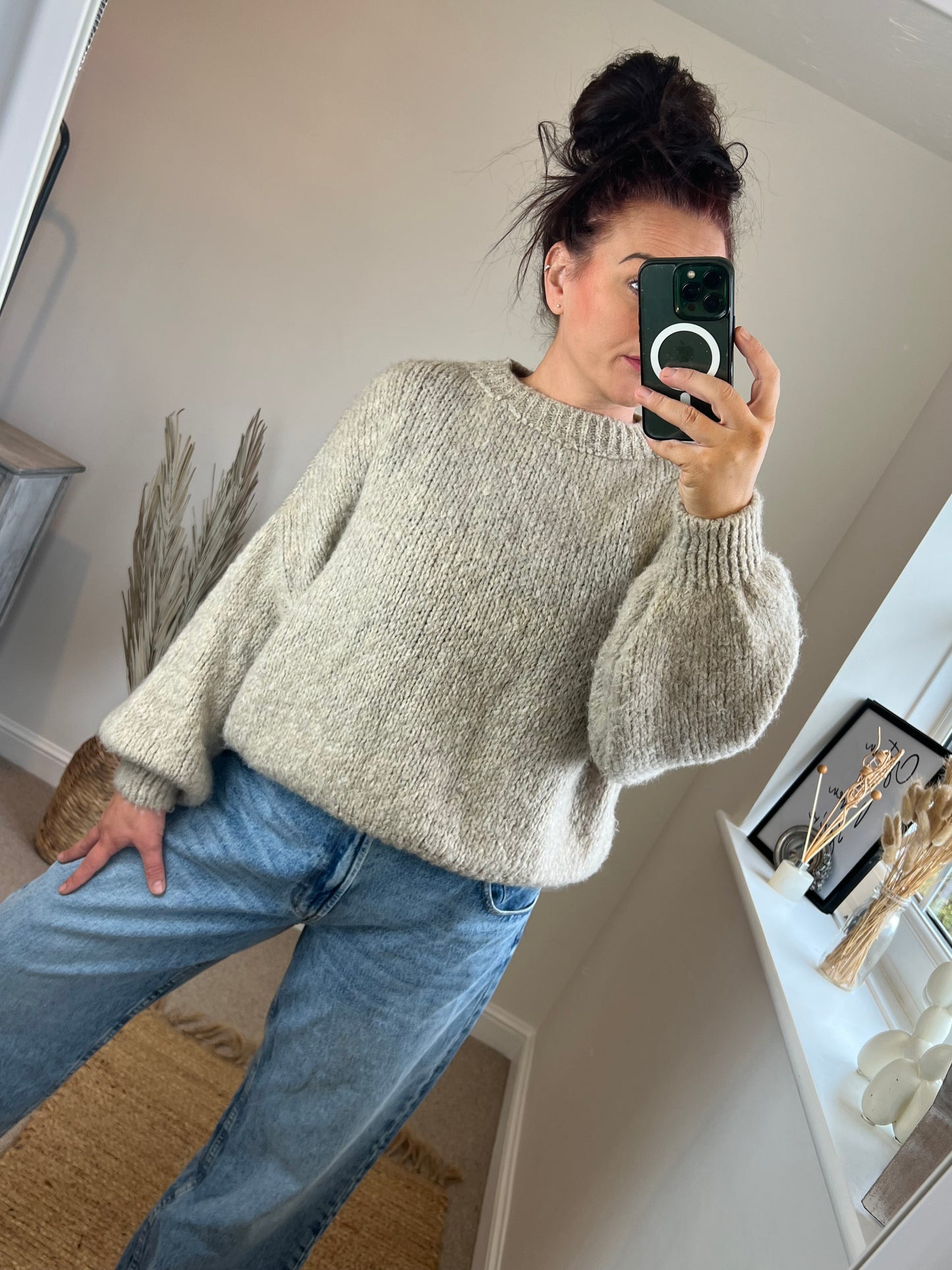 Crew Neck Jumper - Beige
