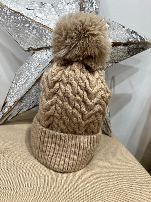 Fleece Lined Hat - Beige