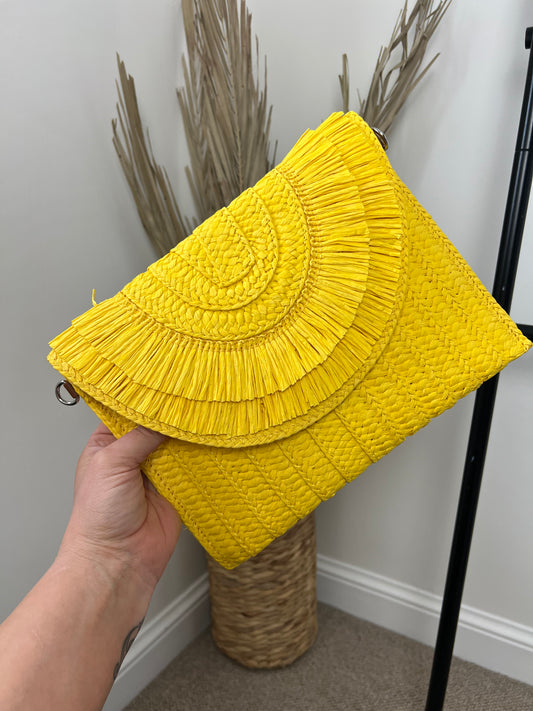 Straw Bag (Clutch/Crossbody) - Yellow