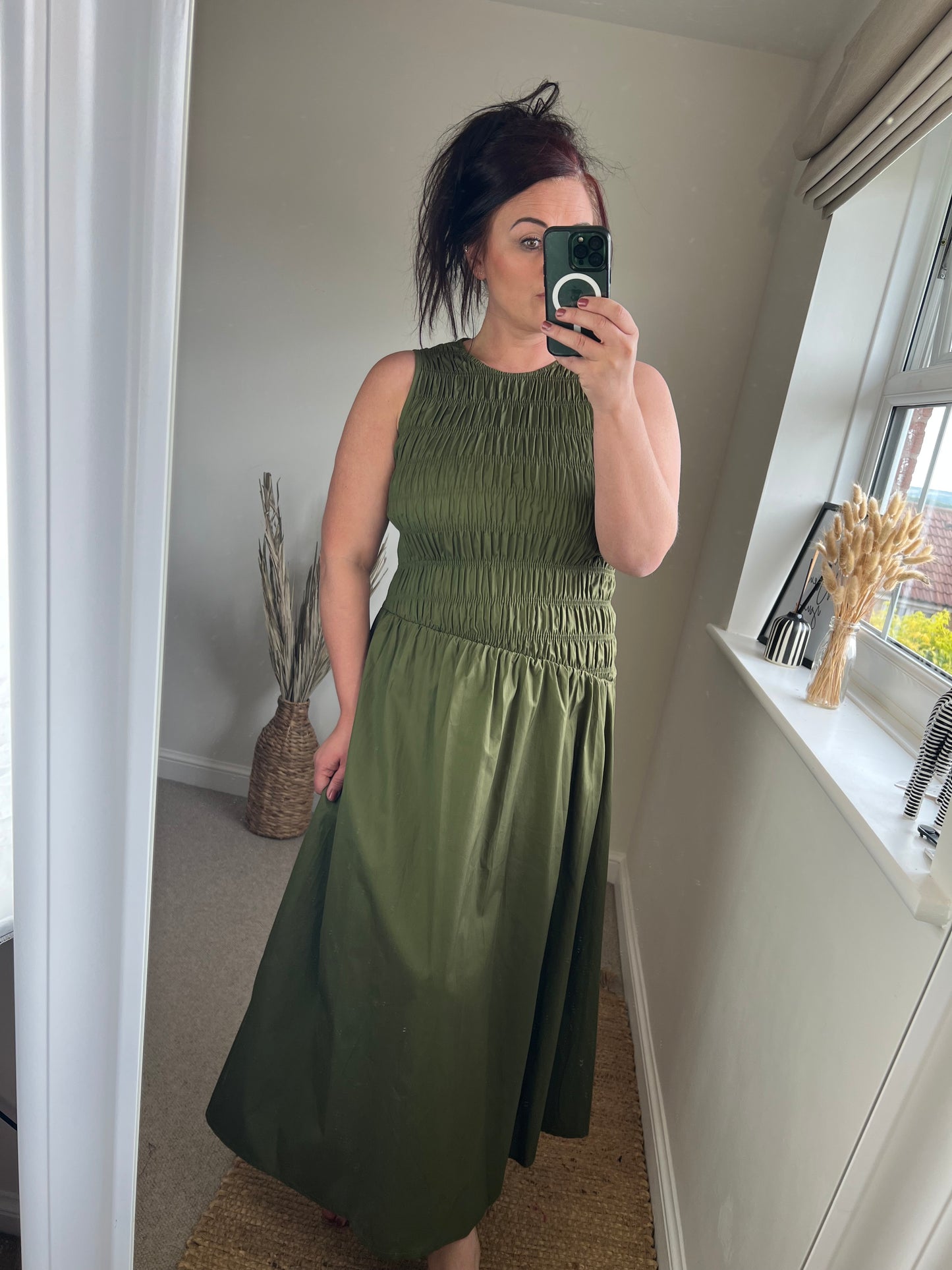 Asymmetrical Waist Dress - Khaki
