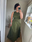 Asymmetrical Waist Dress - Khaki
