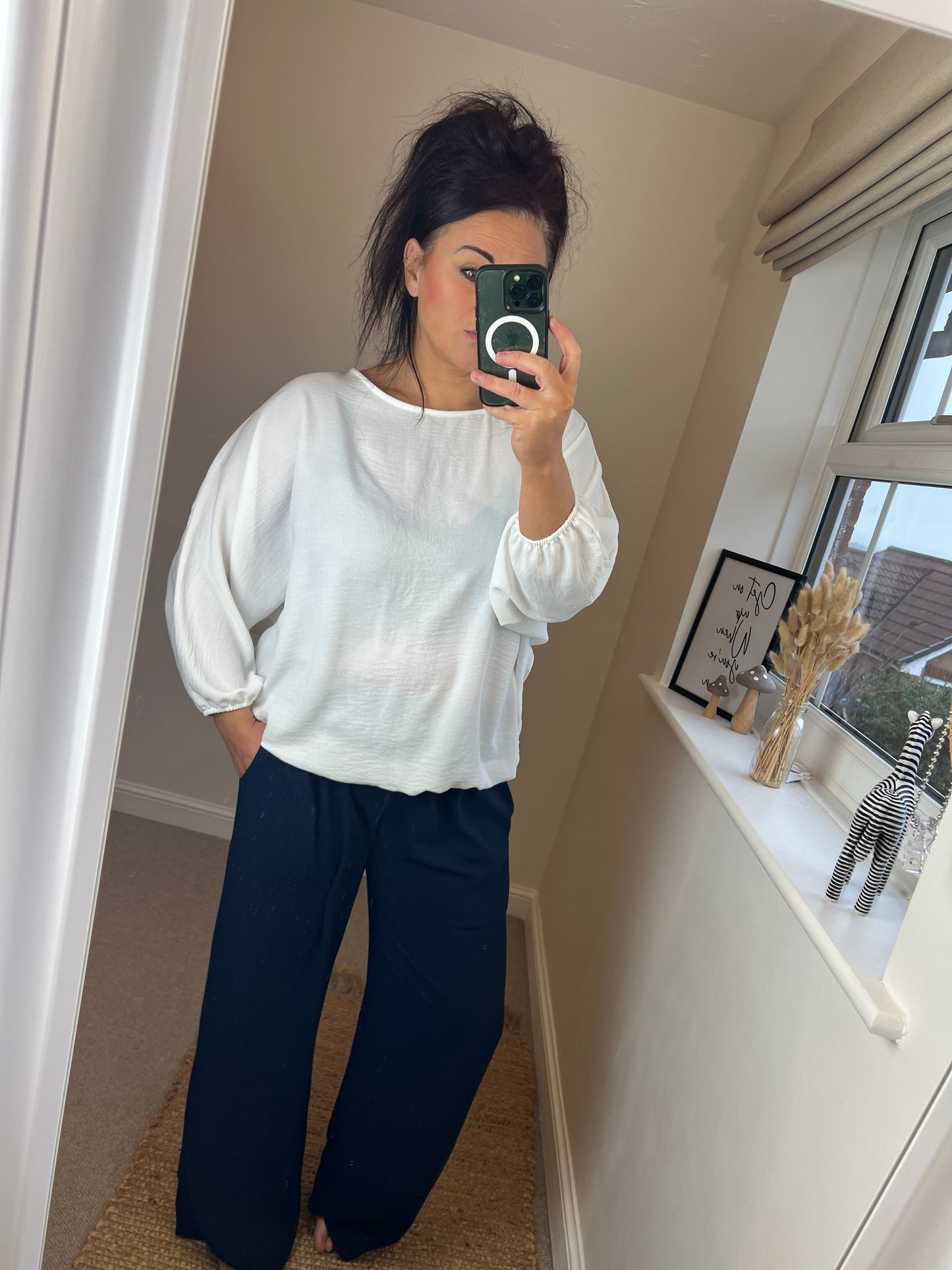 Bubble Hem Top - White