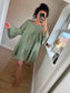 Crinkle Cotton Tunic Dress - Khaki
