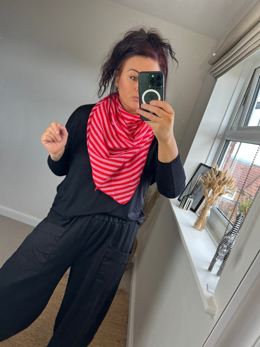 Cotton Triangle Scarf - Pink