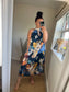 Halter Neck Satin Dress - Navy