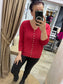 Fine Knit Tiny Button Jumper - Red