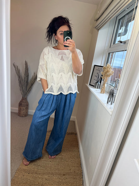 Wide Leg Denim Jeans - Mid