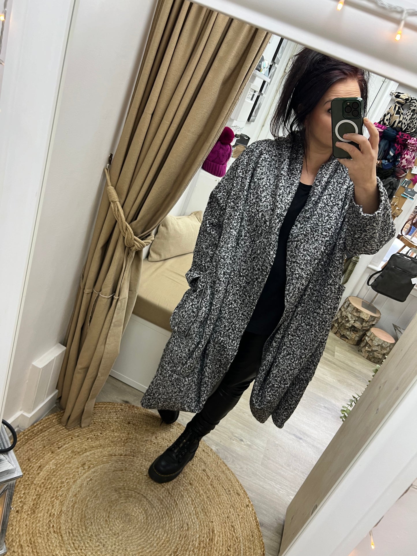 Cocoon Boucle Coat - Grey