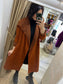 Boiled Wool Open Waterfall Coat - Rust