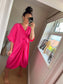 Twist Front Dress - Cerise