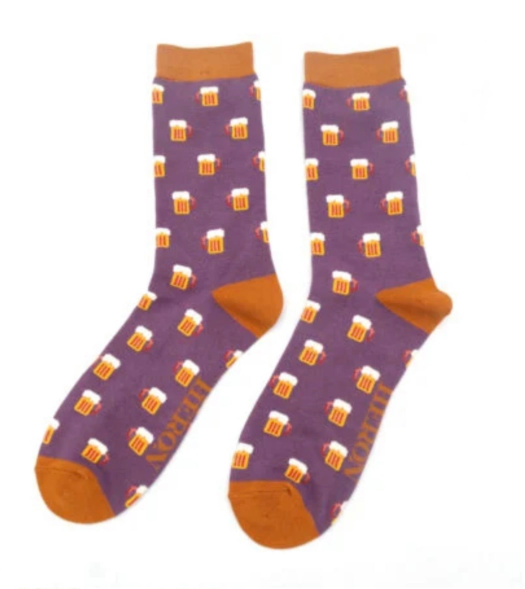 Men’s Mr Heron Bamboo Socks - Beer