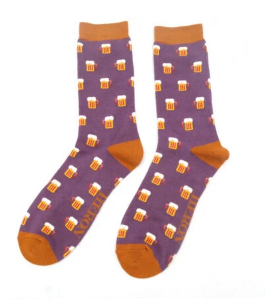 Men’s Mr Heron Bamboo Socks - Beer