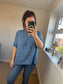 Dotty Cotton Shirt - Denim Blue