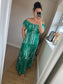 STEVIE Maxi Button Dress with Pockets - Green/White