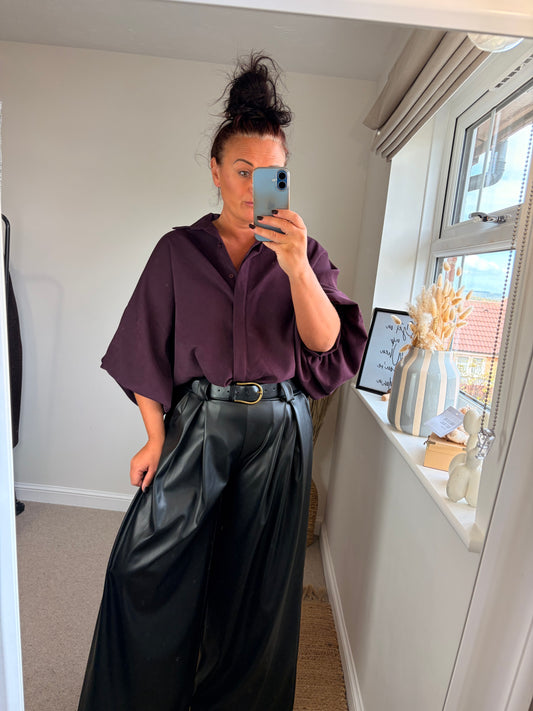 Puff Sleeve Shirt - Plum