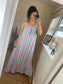 Striped Cotton Maxi Dress - Purple/Aqua