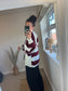 Stripe Chunky Cardigan - Wine