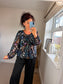 Bubble Hem Leaf Top - Black
