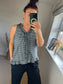 Gingham Vest Top - Black