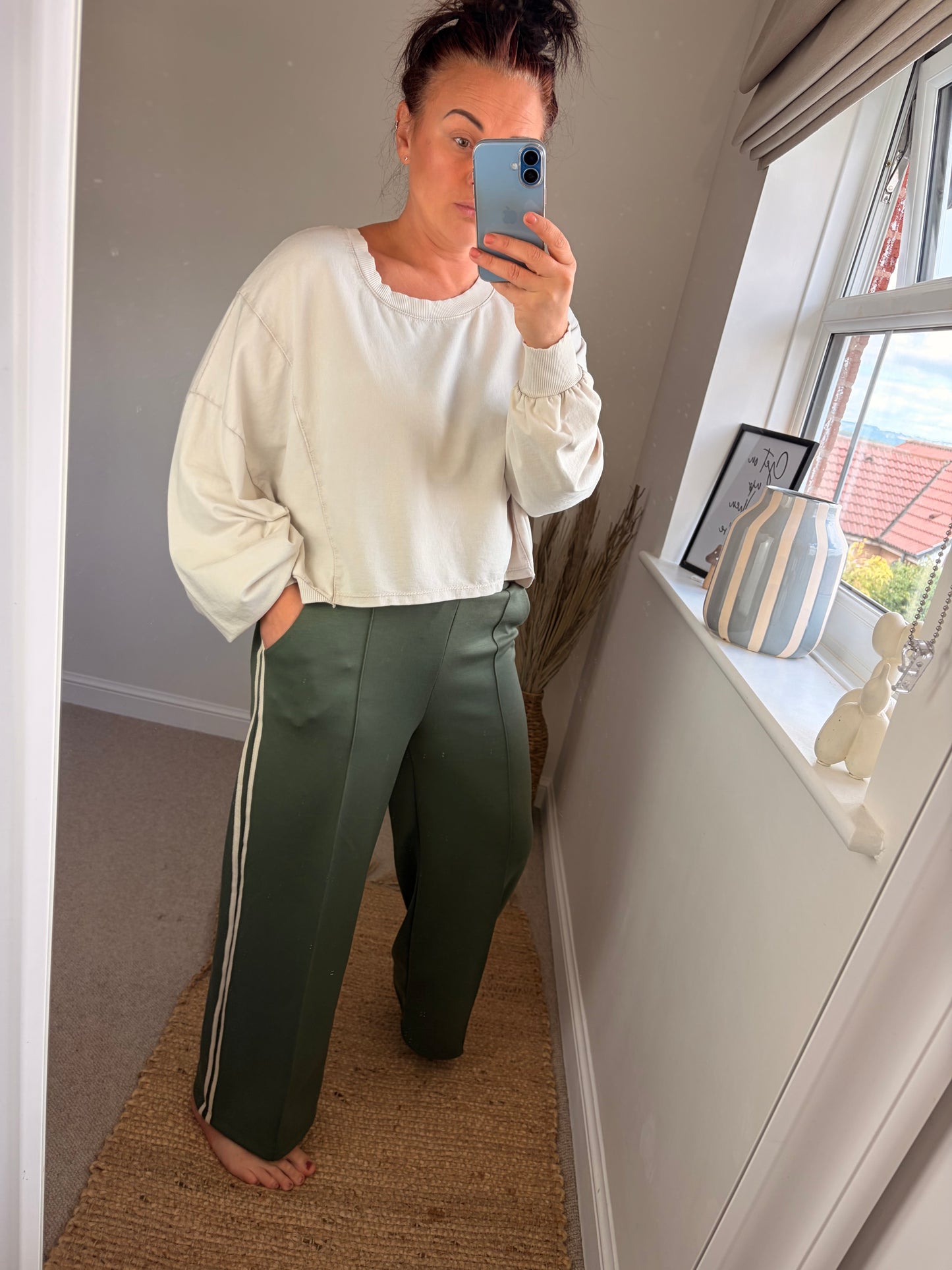 Stripe Seam Front Joggers - Khaki