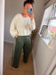 Stripe Seam Front Joggers - Khaki
