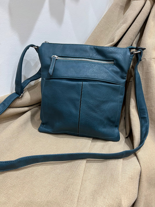 Tri Compartment Crossbody Bag - Teal
