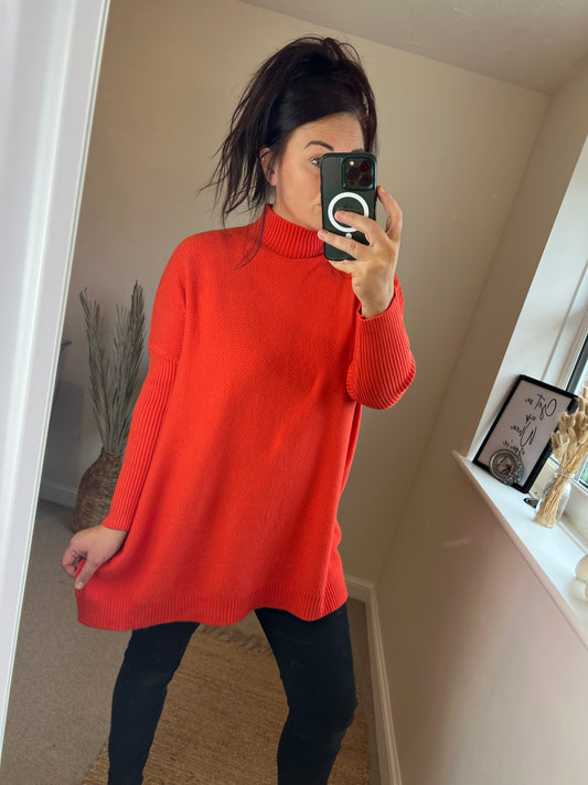 High Neck Jumper - Orange