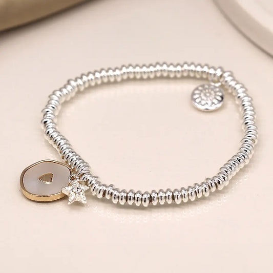 Peace Of Mind - Silver Plated Bracelet with Heart Disc