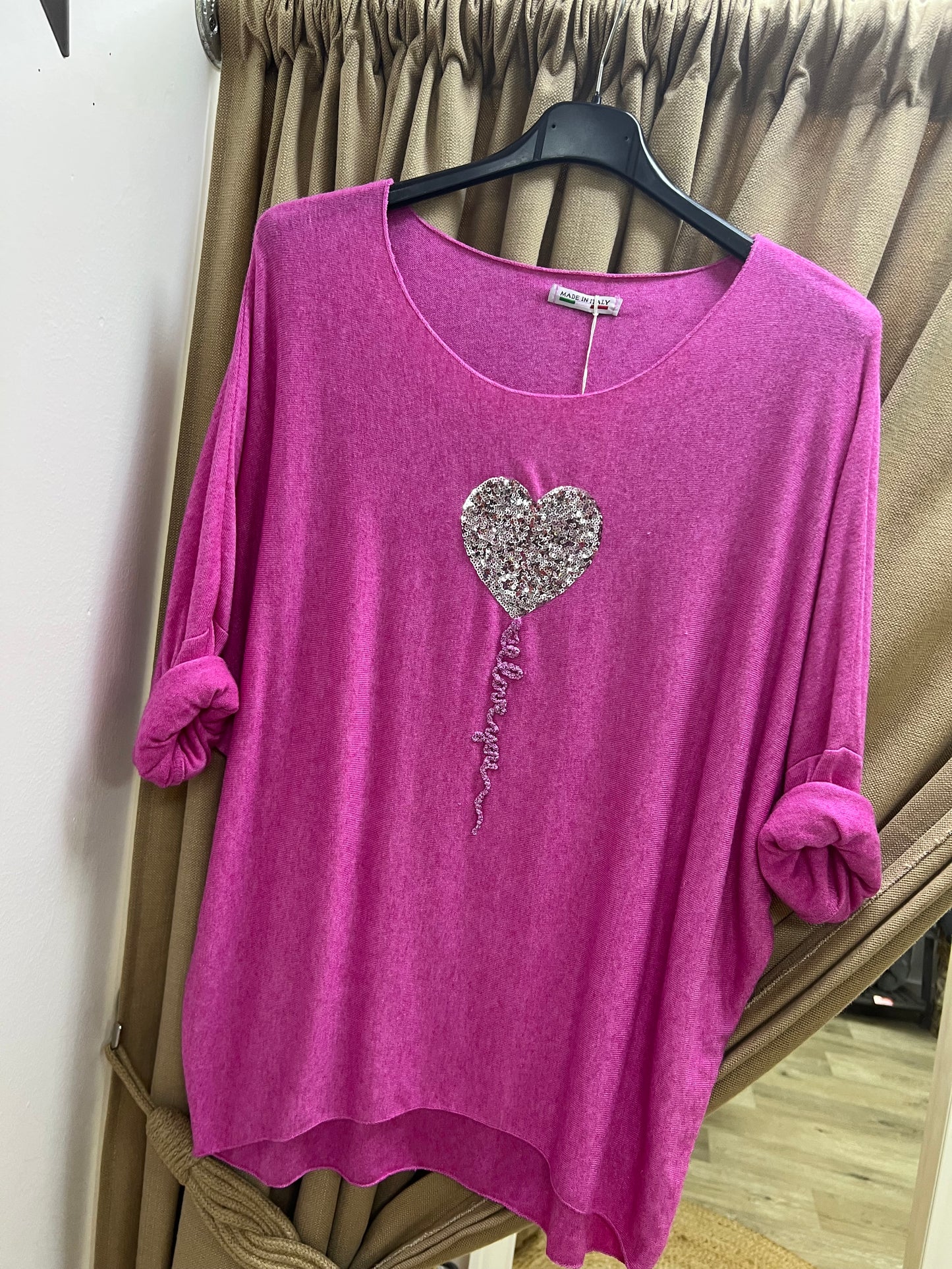 Fine Knit Sequin Heart Jumper