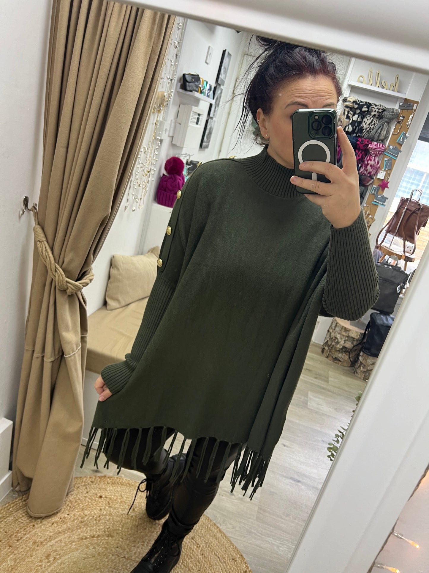 Military Tassel Jumper - Khaki