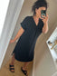 Tie Shirt Dress - Black