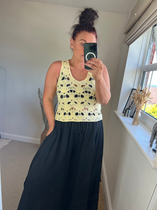 Crochet Cropped Vest - Lemon