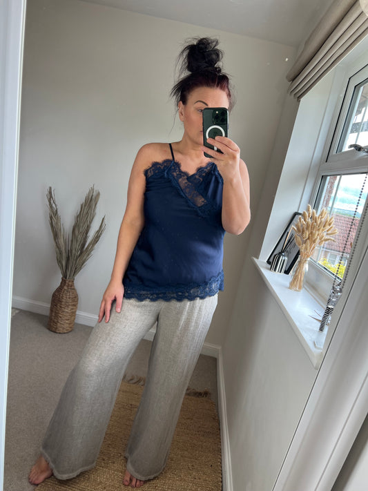 Lace Asymmetrical Cami - Navy