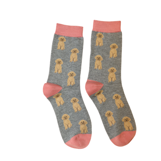 Jess & Lou Bamboo Socks - Dog Pink