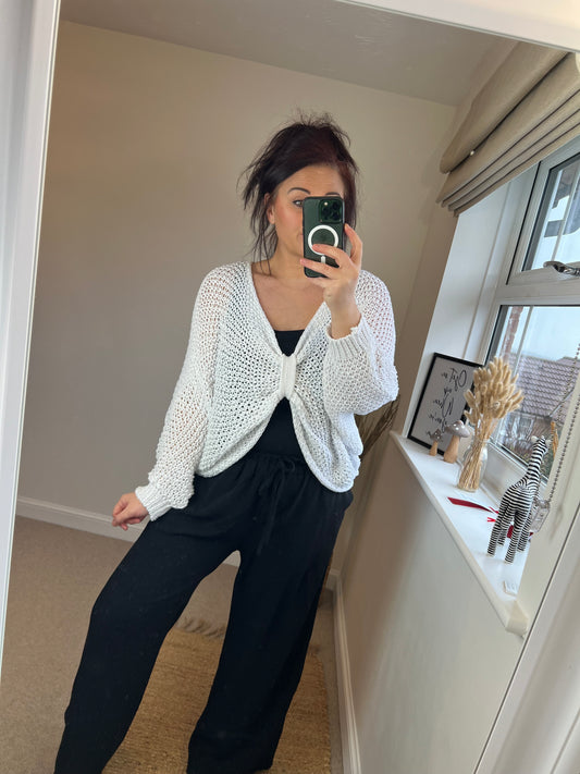 Reversible Twist Crochet Shrug - White