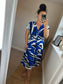 LOTTIE Midi Button Dress with Pockets - Cobalt