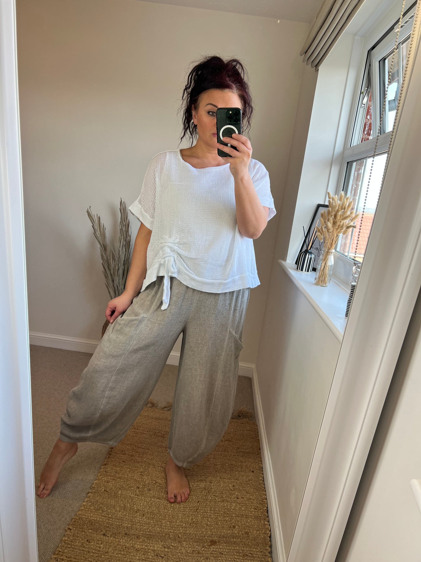 Barrel Leg Linen Trouser - Mocha