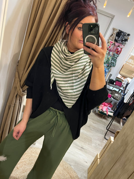 Cotton Triangle Scarf - Khaki