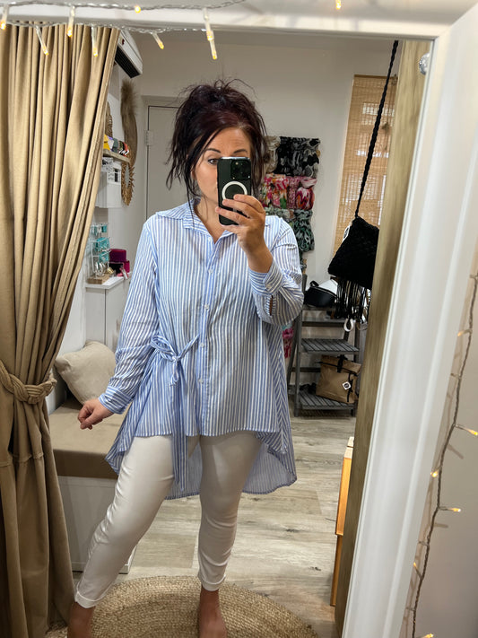 Tie Long Shirt - Light Blue
