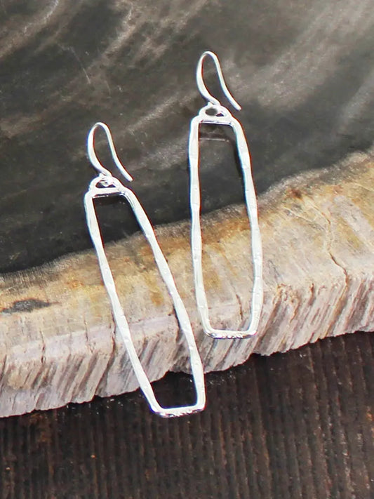 Suzie Blue Silver Plated Rectangle Earrings