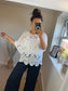Crochet Top with Vest Top - White